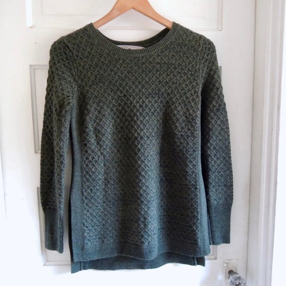 Athleta Cozy Green Merino Thermal Honeycomb Tunic Sweater XXS (Runs L) - Picture 1 of 12